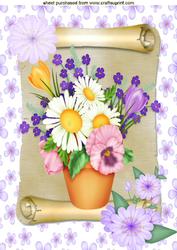 Spring Flowers on a Scroll A4 Topper