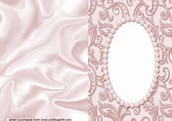 Rose Pink with Pearl Frame & Flourishes A5 Card