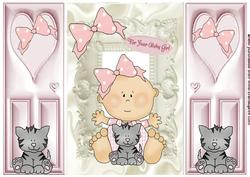 For Your Baby Girl, with Kitten , Gatefold
