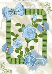 Pretty Blue Flower and Butterflies, A4 Topper