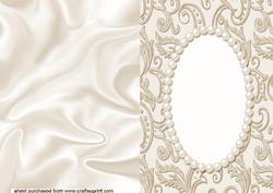 Satin Back Oyster A5 Card with Pearl Frame