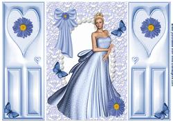 Pretty Lady in Silver Blue Gown, Gatefold