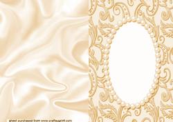 Satin Peach A5 Card with Pearl Frame
