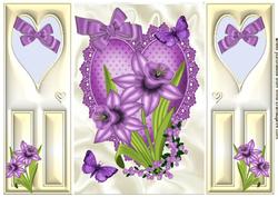 Purple Daffodils on a Purple Lace Heart, Gatefold