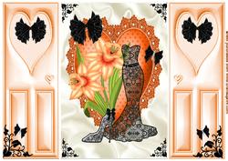 Black Lace Dress , with Orange Daffodils, Gatefold