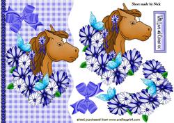 Pretty Horses Head with Flowers