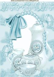 Pretty in Blue China Teaset, A4 Topper