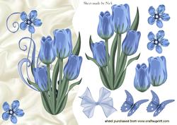 Pretty Blue Tulips, Wavy Edge