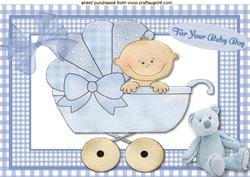 Baby Blue, in a Pram, A4 Topper
