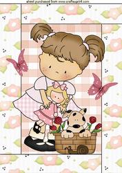 Little Girl in Flower Frame, A4 Topper