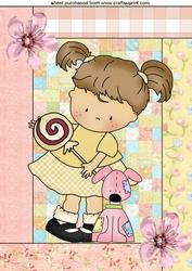 Little Girl in Patchwork Frame, A4 Topper