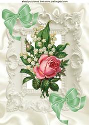 Pink Rose with Lily of the Valley, A4 Topper