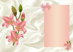 Insert of Pink Lillies & Bow for A5 Card