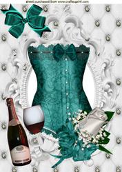 Pretty Aqua Basque & Rose, A4 Topper