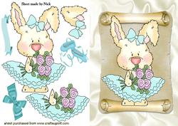 Cute Bunny Ballerina on a Scroll
