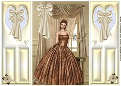 Elegant Lady in Ballgown, with Drapes, Gatefold