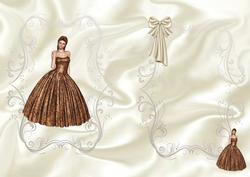 Elegant Lady in Ballgown with Drapes, Insert