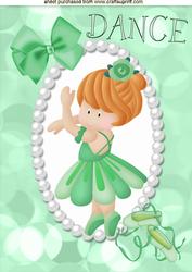 Little Dancing Ballerina in Green, A4 Topper