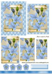 Light Blue Lillies on a Scroll, Pyramids