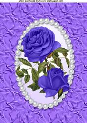 Purple Roses, in a Pearl Frame, A4 Topper