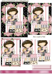 Cute Little Girl with Ragdoll in a Floral Frame, Pyramids