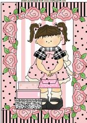 Cute Little Girl with Hand Bag & Presents, A4 Topper