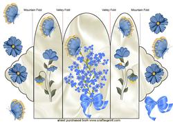 Pretty Blue Flowers with Butterflies Trifold