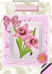 Pink Daffodil on Cream Satin , A4 Topper