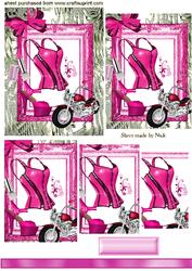 Biker Babe with Motorbike in Pink, Pyramids