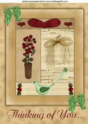 Thinking of You,flowers and Little Bird, A4 Topper
