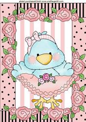 Blue Tweety Bird in Pink Ballerina Dress, A4 Topper