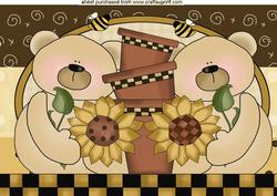 Cute Teddies with Sunflowers, A4 Topper