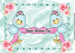 Happy Mothers Day, Tweety Little Birds with Roses, A4 Topper