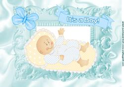 Sweet Little Baby Boy, in Ornate Crib, A4 Topper