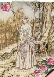 Pretty Vintage Lady in the Woodland, A4 Topper