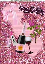 Hearts & Roses, & Pink Champagne, A4 Topper