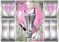 Silver Basque & Shoe, on Pink Heart, Gatefold