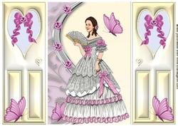 Victorian Lady in Beautiful Pink Ballgown, Gatefold