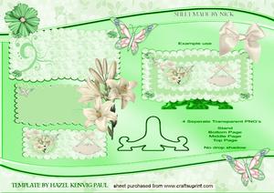 Cream Lily with Bow in Oval Frame, Scalloped Book Kit