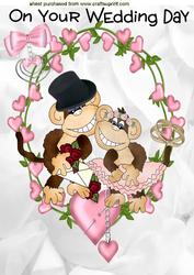 Cute Monkey Wedding, A4 Topper