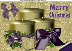 Pretty Gold Candle with Purple Bow, A4
