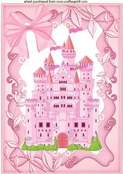 Pink Castle in Floral Frame A4