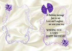 Pretty Purple Rose & Bow A5 Insert with Verse