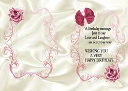 Pretty Rose Pink Bow and Rose A5 Insert with Verse