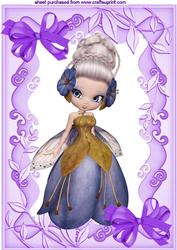 Little Bluebell Faerie, in Floral Frame, A4