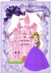 Pretty Princess in Purple Dress with Pink Castle, A4