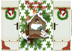 Christmas Robins in a Bird House, Gatefold