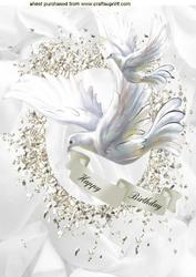 Beautiful White Doves in Flight, A4
