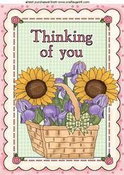 Sunflowers and Iris's in a Basket, Thinking of You, A4