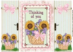 Sunflower & Iris's in a Basket, Thinking of You, Gatefold